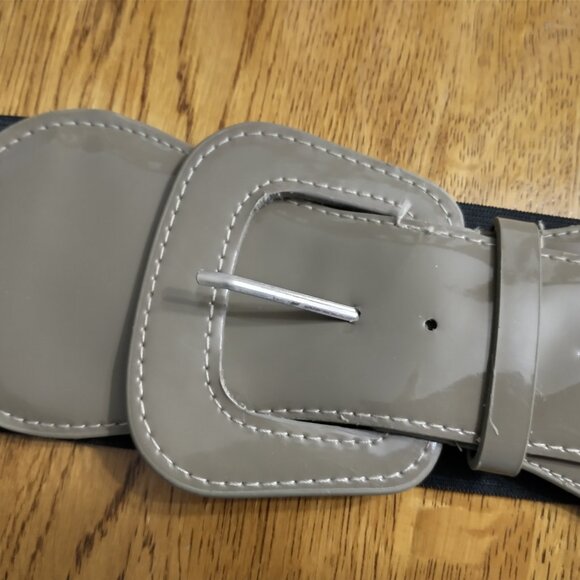 Stretch Belt Waist Wide Statement Taupe Enclosure Women's Size 12 - Picture 9 of 9